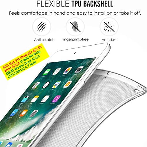 Image of DuraSafe Cases for iPad 2nd 2011 3rd 4th Gen 2012-9.7 [iPad 4 iPad 3 iPad 2 Old Model ] A1458 A1416 A1395 MC705HN /A MD328HN /A Lightweight Smart Adjustable Stand Feature Sleek Design Flip Case - Blue