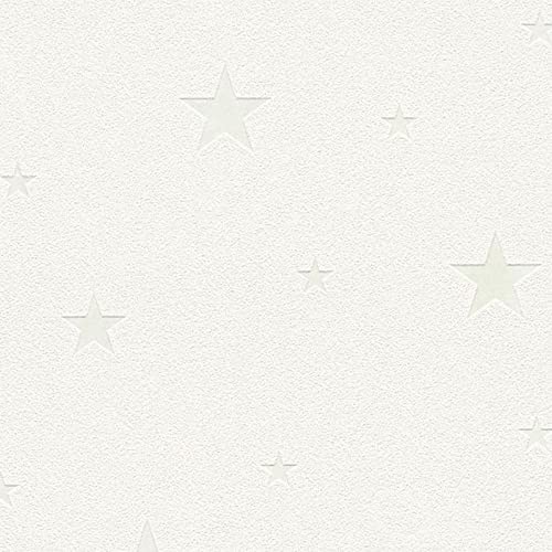 A.S. Création Papel Pintado de Vellón - Brillante Papel Pintado de Habitación Infantil en Blanco - Papel de Pared para Habitaciones Infantiles - Papel Pintado Pared en 10,05 m x 0,53 m