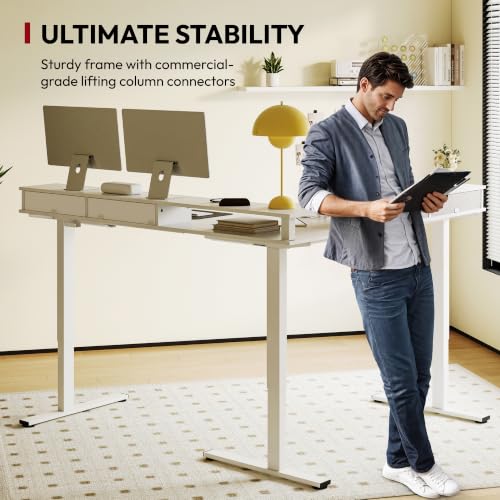 Image of SANODESK 63x55 Electric L-Shaped Corner Standing Desk with 4 Drawers