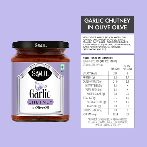 Image of ADF Soul Garlic Lovers' Delight | Made in 100% Olive Oil | Our Best-Selling Spicy & Bold Indian Chutney with Real Garlic and Hand-Crafted masalas | Perfect with Snacks & Meals |275g.