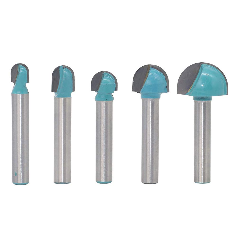 Saipor 6Mm Shank Cove Core Box Router Bits Set Carbide Tipped Round Nose Double Edging Router Bits For Woodworking Grooving, Pack Of 5