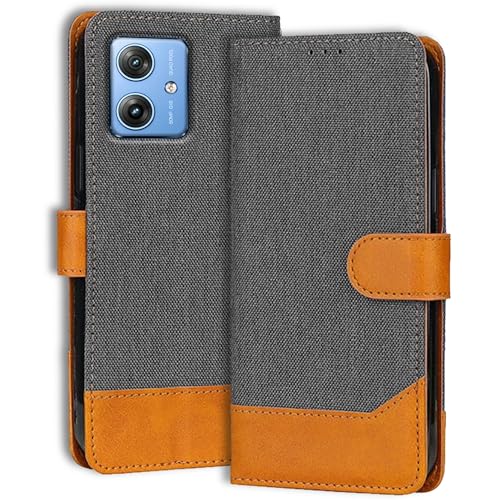 Image of Multi-Function Flip Wallet for Moto G54 5G | Enhanced Grip Texture | Shockproof Moto G54 5G Designer Back Cover | Sophisticated Grey