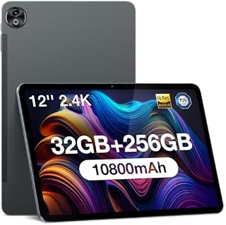 DOOGEE T20 Ultra Tablets 12 inch Android 13 Tablet, 32GB+256GB ROM/2TB TF, 2.4K Tablet, 2.2GHz G99 Octa-core, 10800mAh Battery, Android Tablet with Sim Card Slot, 4 Hi-Res Speakers, 2.4G/5G WiFi,Grey