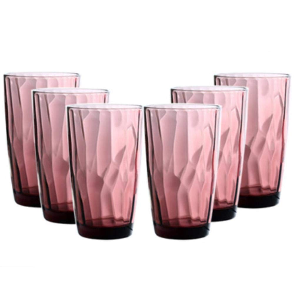 Vaso de agua potable CXK de 470 ml y 6 piezas de diamante con estampado rosa azul para casa