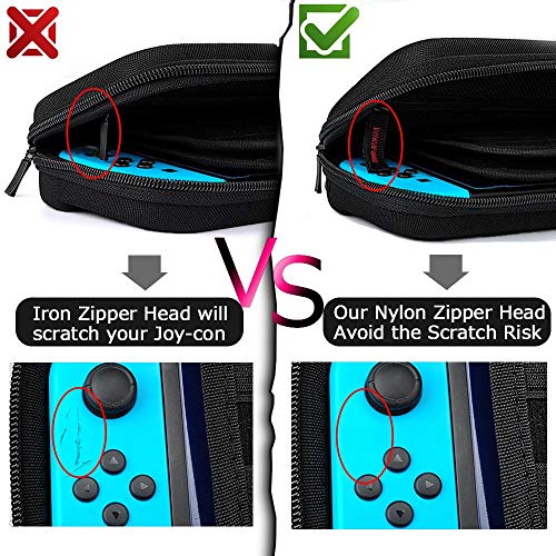 Hestia Goods - Funda para Switch y Protector de Pantalla de Vidrio Templado Compatible con Nintendo Switch, Funda de Transporte rígida de Lujo para Consola Nintendo Switch y Accesorios, Color Rojo