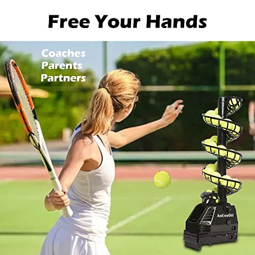 Anessoil Tennis Ball Machine Tennis Ball Tosser Adjustable&Portable W/Oscillation Ball Launcher Tennis Serving Machine Accurate&Efficient Feed Machine Plug In/Batteries 30 Balls For Adults Children #TOP3