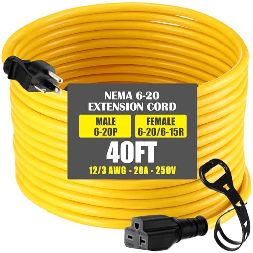 Cable Nema 6-20 de alta resistencia de 40 pies macho 6-20p a hembra 6-20r 6-15r con enchufe de 20A