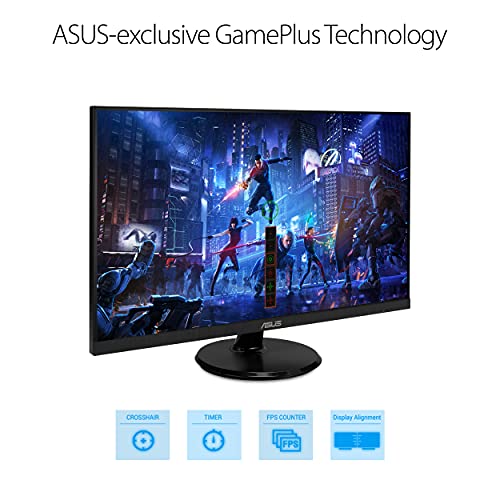 Asus 27” 1080P Monitor (Va27Dq) - Full Hd, Ips, 75Hz, Speakers, Adaptive-Sync/Freesync™, Low Blue Light, Flicker Free, Vesa Mountable, Frameless, Hdmi, Vga, Displayport, Tilt Adjustable, Black #TOP3