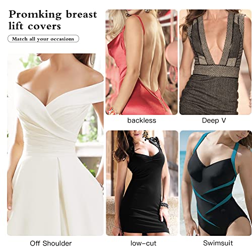 Promking Breast Pasties Lift - Invisible Silicone Breast Lifting Petals Adhesive Bra Reusable Nipple Covers For Women (Light Creme) #TOP6