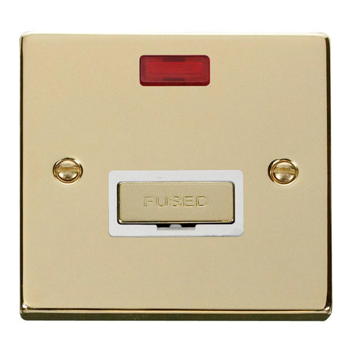 Click Polished Brass 13A Fused Ingot Connection Unit With Neon