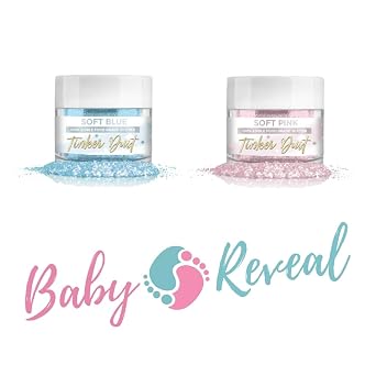 BAKELL Baby Gender Reveal Set Edible Glitter, 5 Gram | TINKER DUST Edible Glitter | KOSHER Certified | 100% Edible Glitter | Cakes, Cupcakes, Cake Pops, Drinks, Vegan Glitter & Dusts