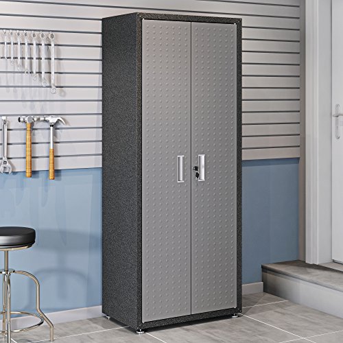 Image of Manhattan Comfort Fortress Standing Cabinet Storage, Black /Gray