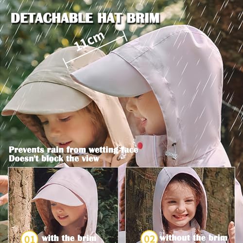 Image of Fewlby Kids Raincoat Toddler Poncho Windbreaker Waterproof Rain Jacket with Magical Water-Reactive Patterns for Boys Girls