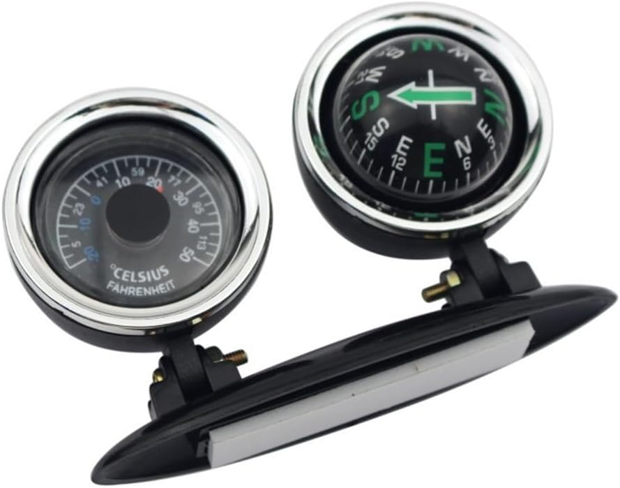 Car Guide with Thermometer Ball Compass Hygrograph Compass 2-in-1 Metal