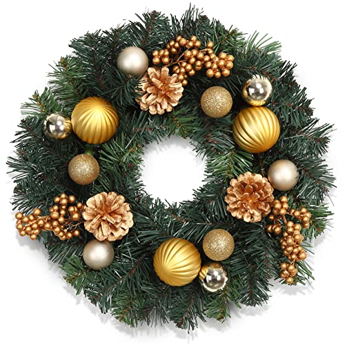 LinTimes 16 pulgadas Gold Christmas Wreath DE Cover