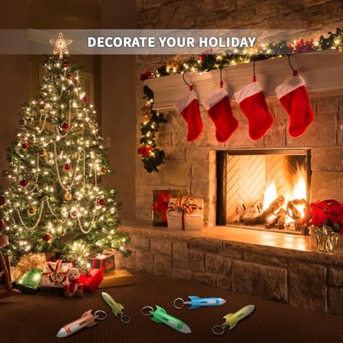 Kioooki KEYCHAIN-24 Helicopter Flashlight Keychain Rocket Led Flashlight For Kids Space Party Favors Helicopter Key Ring Astronaut Party Favors(24 Pcs) thumb #4