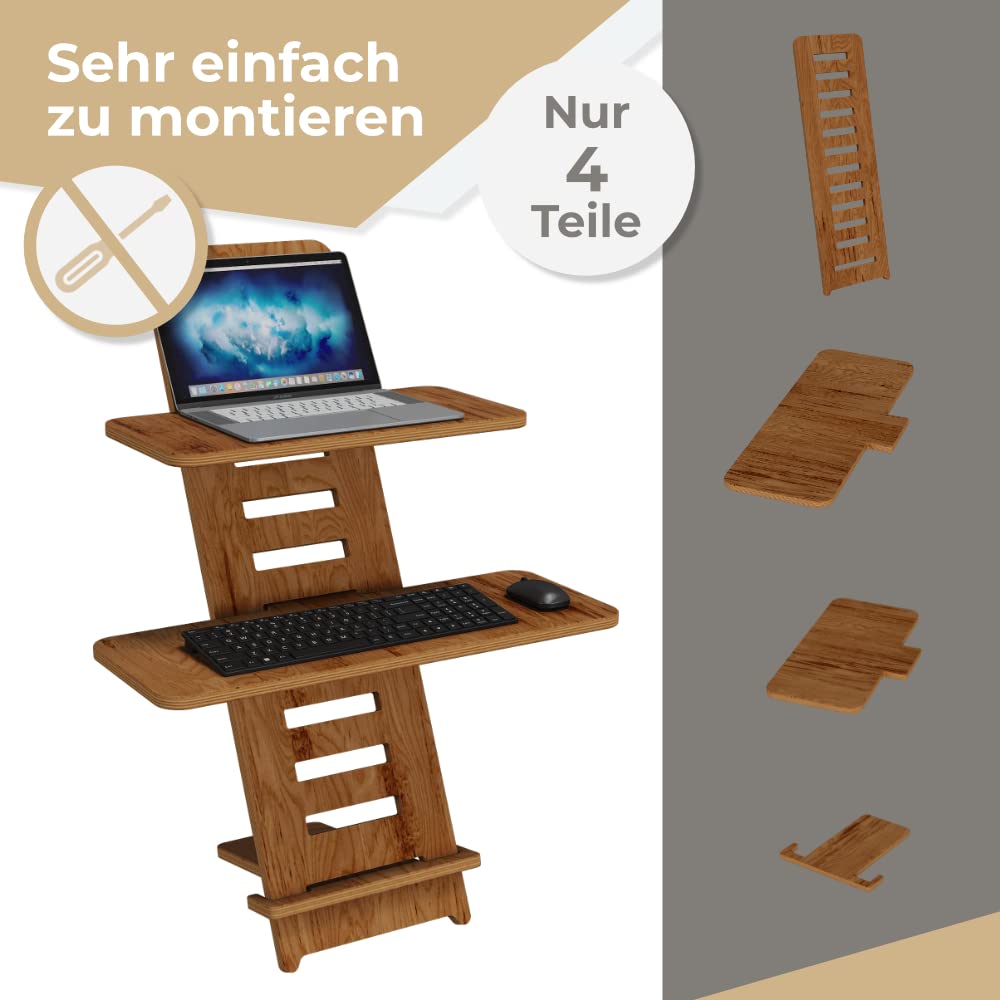 Bureau Debout Réglable En Bois - Support Ordinateur Portable Et Souris - Pliable - Pour Travail Ergonomique
