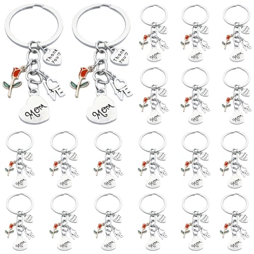 Porte-clés pour maman en lot de 20 pièces argentées taille medium rose