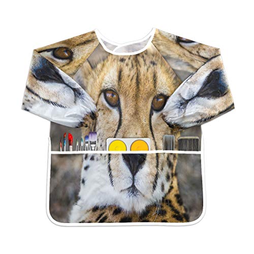 悲しい赤ちゃんヒョウ幼児の子供のエプロン防水絵画アーティストのよだれかけのスモック、年齢1-6のための子供の芸術のスモック