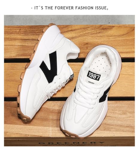 Geerta Women's Fashionable Lace Up Front Letter Design Low Top Sneakers, Casual Comfortable Sports Running Shoes, Trendy All-Match Chunky Casual Sneakers for Daily Wear, Trending Shoes3