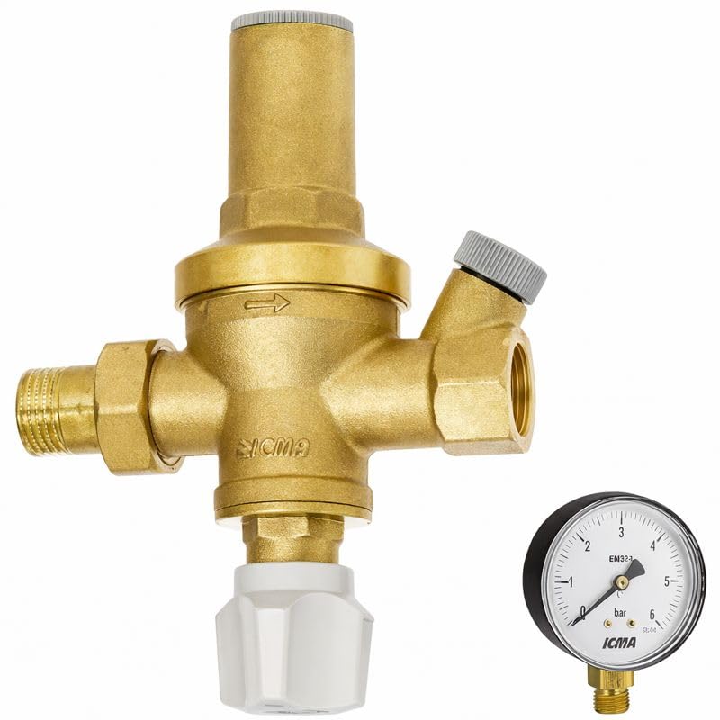 Gruppo di Riempimento con Manometro 1/2″ – Valvola di Carico per Impianti di Riscaldamento – Controllo Pressione Integrato – LEMAG SRL