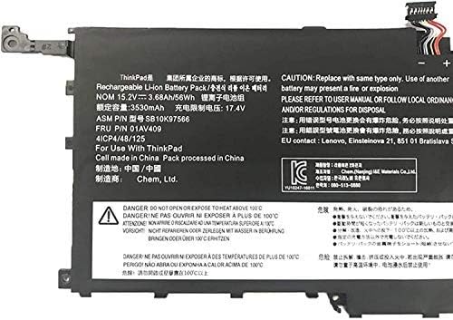 01AV409 Replacement Laptop Battery Compatible with Lenovo ThinkPad X1 Yoga Gen 1 Carbon Gen 6 Series Notebook 01AV410 SB10K97566 SB10K97567-15.2V 56Wh/3680mAh