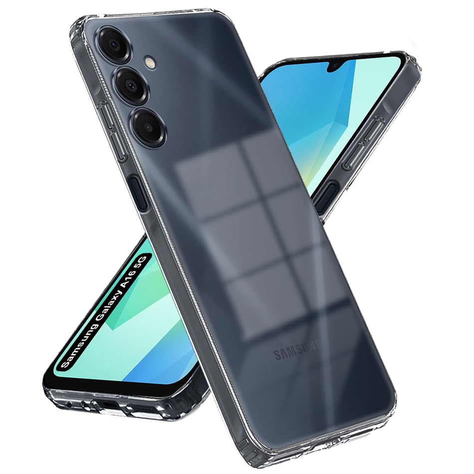 Image of Fashionury Crystal Clear Case for Samsung Galaxy A16 5G | Yellowing Resistance | Transparent TPU Silicone | Raised Camera Lips | Slim Transparent Cover