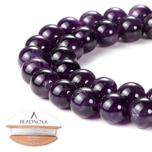 Image of BEADNOVA 10mm Natural Amethyst Purple Quartz Gemstone Round Loose Beads for Jewelry Making (36-38pcs)