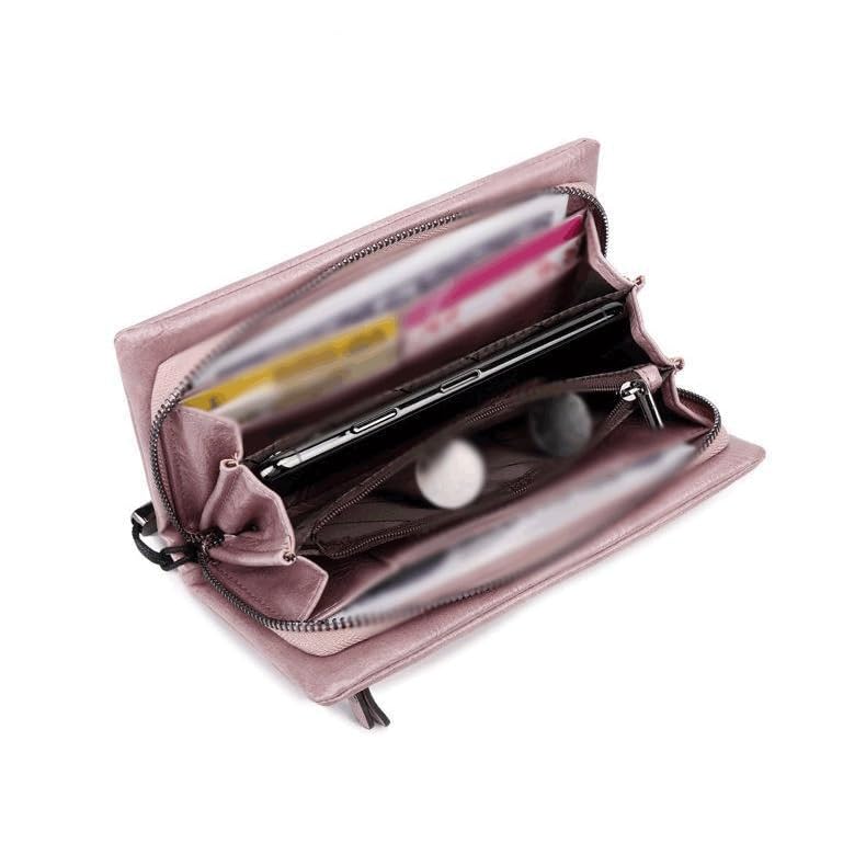 Women's Leather Wallet Woman Long Wallets Women Purses Money Bags Handbags Womens Purse Cards Holder(E)4