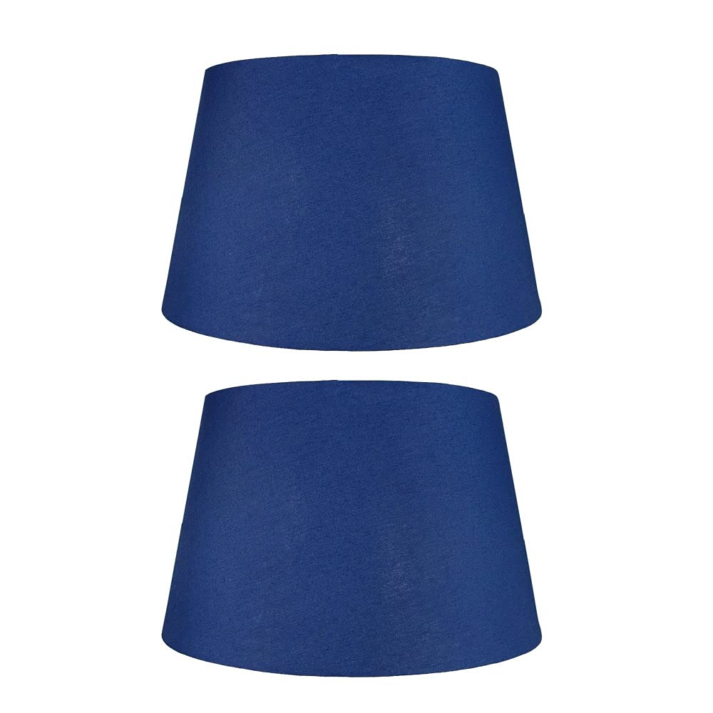 Britalia 2 Pack - Navy Blue 14" Cotton Tapered Drum Vintage Lampshade with Reversible Gimble & Shade Reducing Ring to Fit All Types of Lampholders - Rolled Edges - Hard Lined - Sold in Pairs