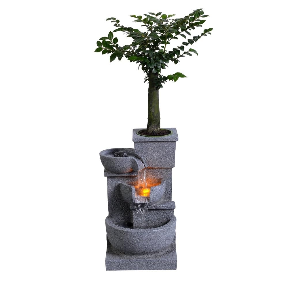 Fuente de Interior Fuente de relajación con vegetación Viva y Cascada Que Fluye, decoración Escritorio for el hogar la Oficina