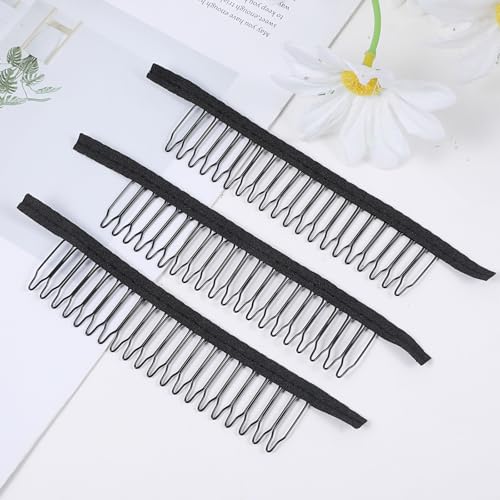 10 clips peines para pelucas con 20 dientes, negro miniatura 4