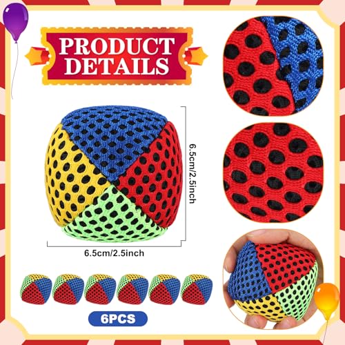 Teyva Daily 6 Pcs Juggling Balls Set for Beginners Juggling Bean Bags with 2 Black Storage Bags Soft Colorful Games for Hand Eye Coordination Party Active Play Beginner Easter Basket Stuffers