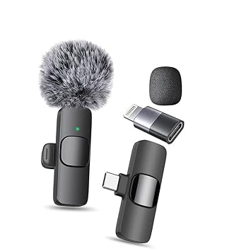 New K8 Wireless Lavalier Microphone for Smartphone Clip-On Mic with Noise Reduction, 2.4GHz Mini Lapel Mic for YouTube, Vlogging, Interview, Live Streaming & Video Recording (K8 MIC)