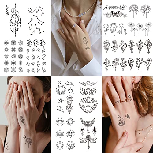 Cerlaza 45 Sheets (186 Styles) Temporary Tattoos For Women, Fake Tattoos Stickers That Look Real And Last Long, Semi Permanent Tattoo With Flower, Jellyfish, Butterfly For Body Art #TOP5