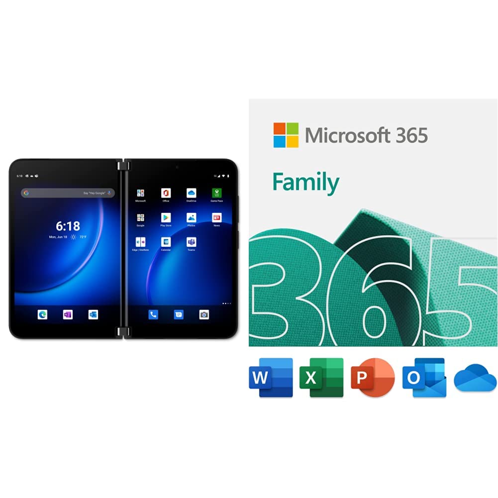 Microsoft Surface Duo 2 5G 128GB (Unlocked) - Obsidian with Microsoft 365 Family | 15-Month Subscrip