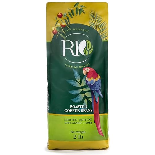 Rio Café de Brazil - Café en grano entero, tostado medio oscuro, 2.0 libras (paquete de 1)