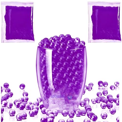 Image of COOLCOLD Gel Blaster Refill Ammo - 20,000 Rounds of 7-8mm Non-Toxic Water Beads for Gel Guns - Safe for Adults 15+ - Transparent Purple Gel Bullets - Pack of 2 - Also Ideal as Home Decor Vase
