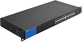 Linksys LGS124: 24-Port Business Gigabit Ethernet Unmanaged Switch, Rack Mount, Computer Network, Wired Connection Speed to 1,000 Mbps (Black, Blue)