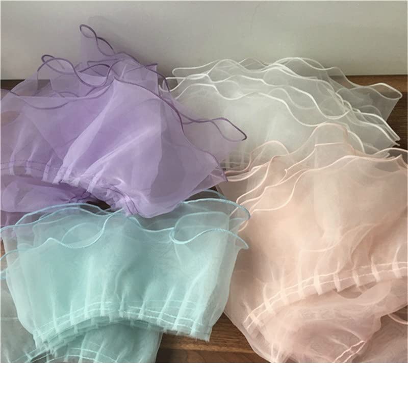 Koronkowe wykończenie o szerokości 14 cm, 2 warstwy, luksusowa plisowana tkanina organza z falbanką, koronkowe wykończenie z frędzlami 3D, obroża ślubna, akcesoria do szycia DIY (różowy