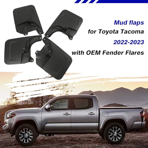 Image of Mud Flaps,4 PCS Mud Guards for Toyota Tacoma 2022-2023 with OEM Fender Flares,Front and Rear Splash Guard for Toyota Tacoma 2022-2023,Black