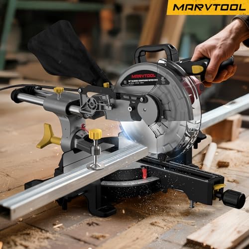 image for Marvtool 10-inch Sliding Compound Miter Saw, 5000RPM, 15 Amp, Single B