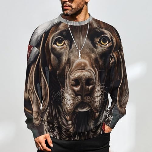 Mens Crewneck Sweater Christmas Dog Crew Neck Sweater Long Sleeve Pullover Sweaters2