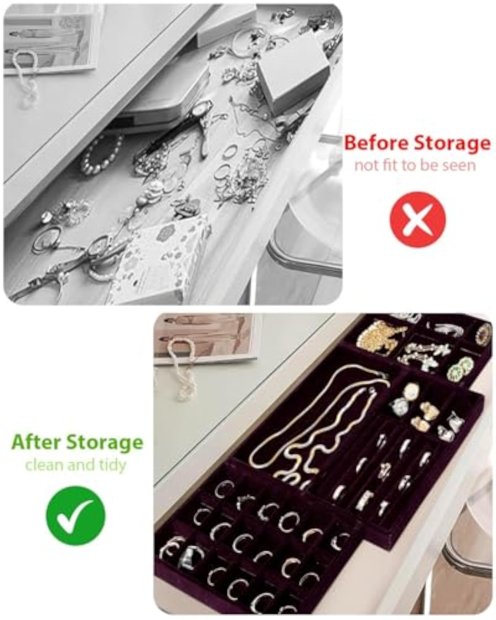 MASTANO Velvet Jewelry Tray Organizer for Drawers