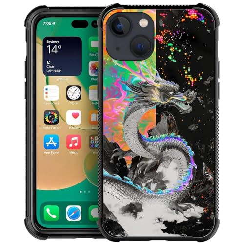 CARLOCA Compatible with iPhone 14 Case,Trippy Dragon Colorful Graphic Design Shockproof Anti-Scratch Drop Protection Case for iPhone 14 - image 1
