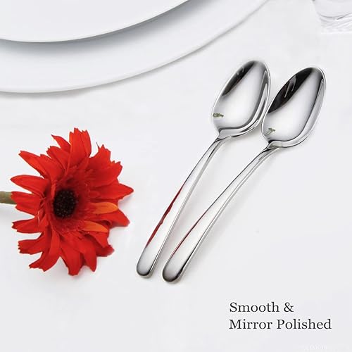 Miniatura 3 de HaWare 12 cucharaditas, cucharas pequeñas de acero inoxidable resistente de 6.7 pulgadas, diseño moderno y elegante, pulido con espejo, apto para