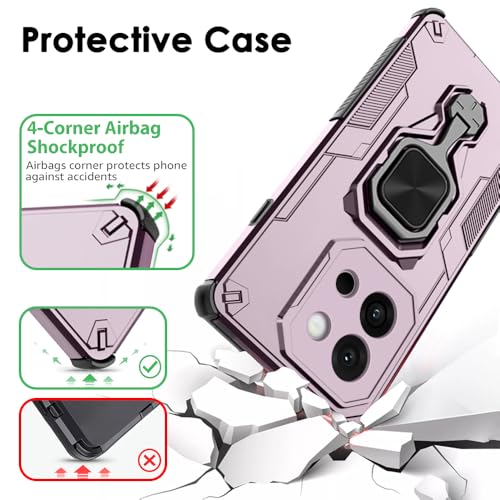 Image of TheGiftKart Tough Armor Bumper Back Case Cover for OnePlus 13s 5G | Ring Holder & Kickstand in-Built | 360 Degree Protection Back Case Cover for OnePlus 13s 5G (PC & TPU, Pink)
