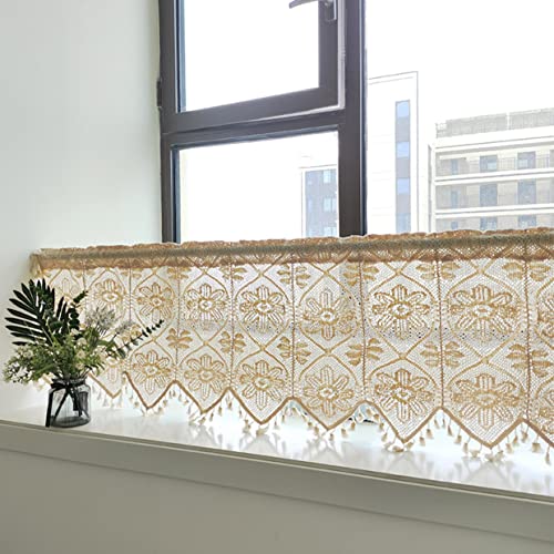 Ricemru Häkel Scheibengardinen Landhausstil Calliopsis Muster Gehäkelt Häkelgardine Vintage Kurz Küche Kurzstore Gardinen Bistrogardinen Kleine Fenstergardinen Türvorhang mit Quaste,100x38cm Ricemru Häkel Scheibengardinen Landhausstil Calliopsis Muster Gehäkelt Häkelgardine Vintage Kurz Küche Kurzstore Gardinen Bistrogardinen Kleine Fenstergardinen Türvorhang mit Quaste,100x38cm