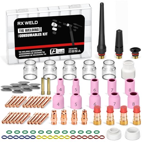 Image of RX WELD 87PCS TIG Welding Accessories Torch Kit Stubby Gas Lens #10#12 lass Cup For WP-17/18/26