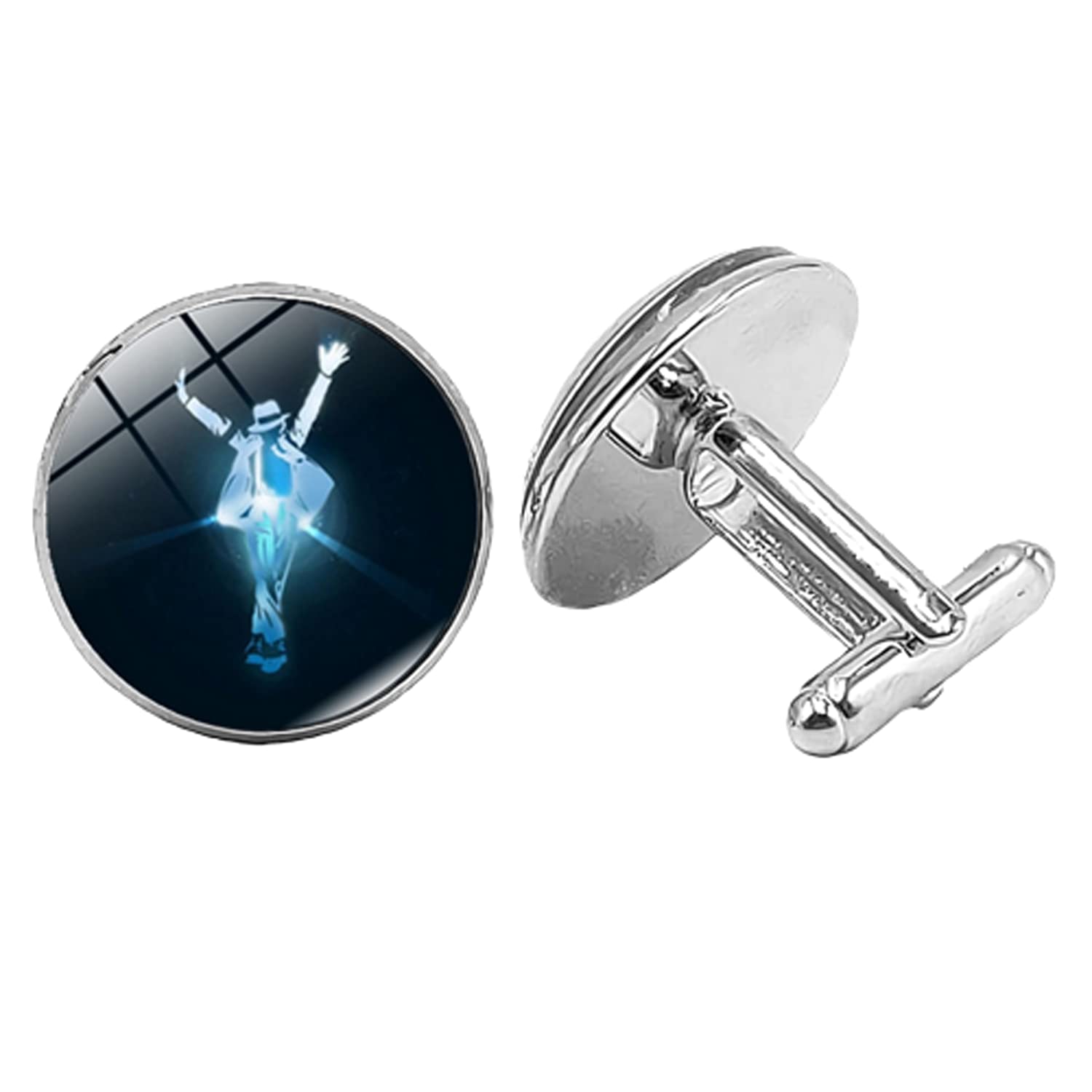 World Superstar Mike Jackson Silver Glass Cabochon Silver Cufflinks Men's Gift Cufflinks Jewelry Shirt Button